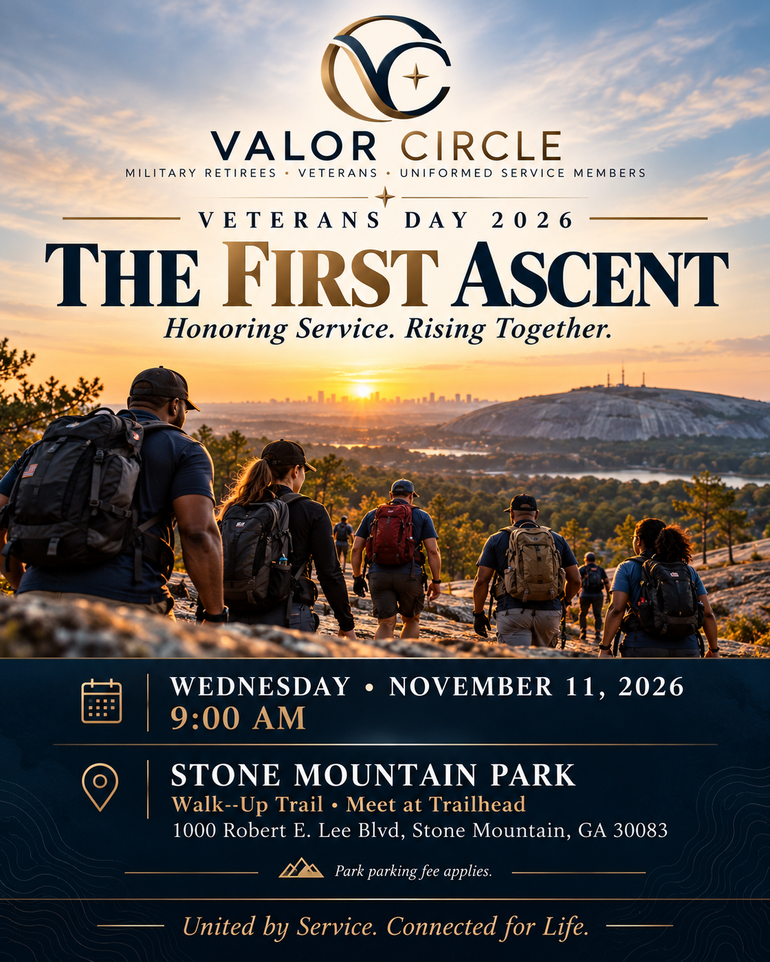 The First Ascent — Valor Circle Veterans Day 2026 hike at Stone Mountain Park, Wednesday, November 11, 2026 at 9:00 AM